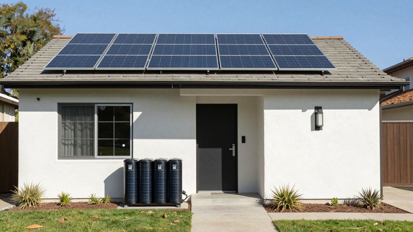 Southern California home with solar panels and battery storage.