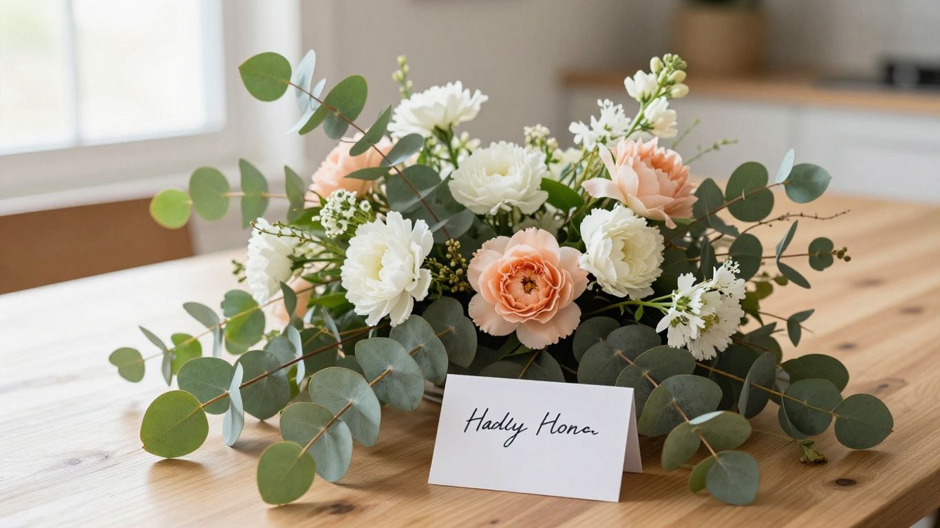 Personalized floral tribute with native Australian greenery