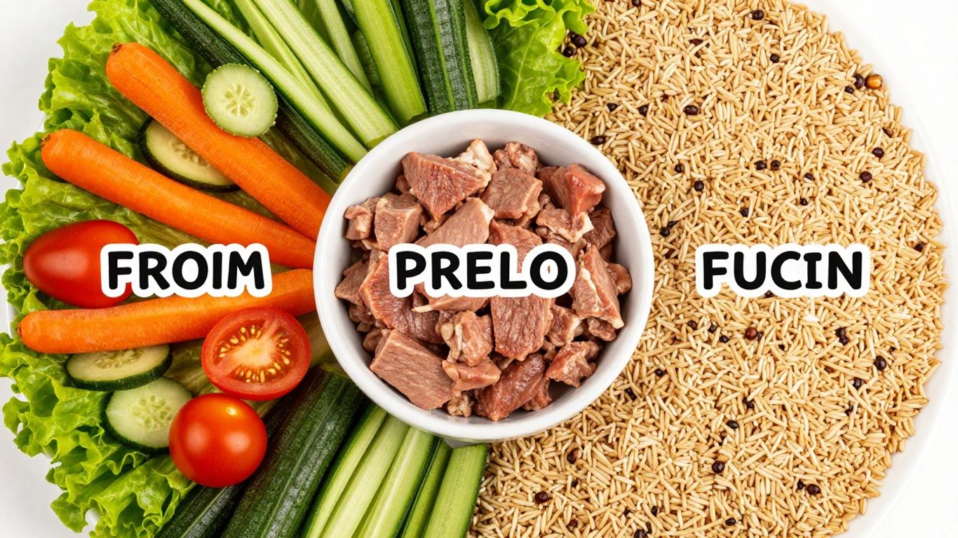 Plate divided into sections for balanced meal portions.