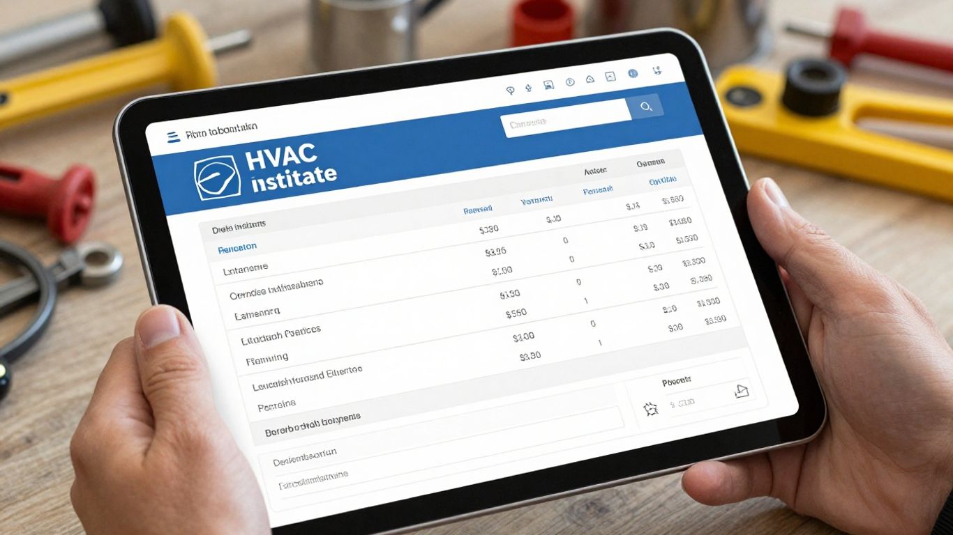 HVAC estimate on a tablet screen.