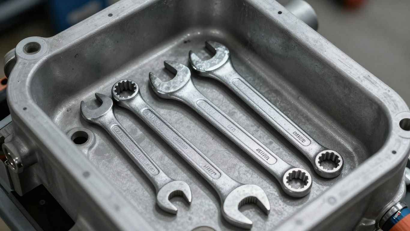 Mechanical tools resting on transmission assembly