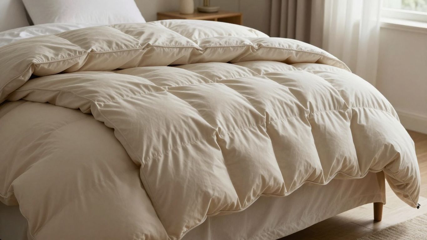 Luxurious Parachute comforter on a neatly made bed.