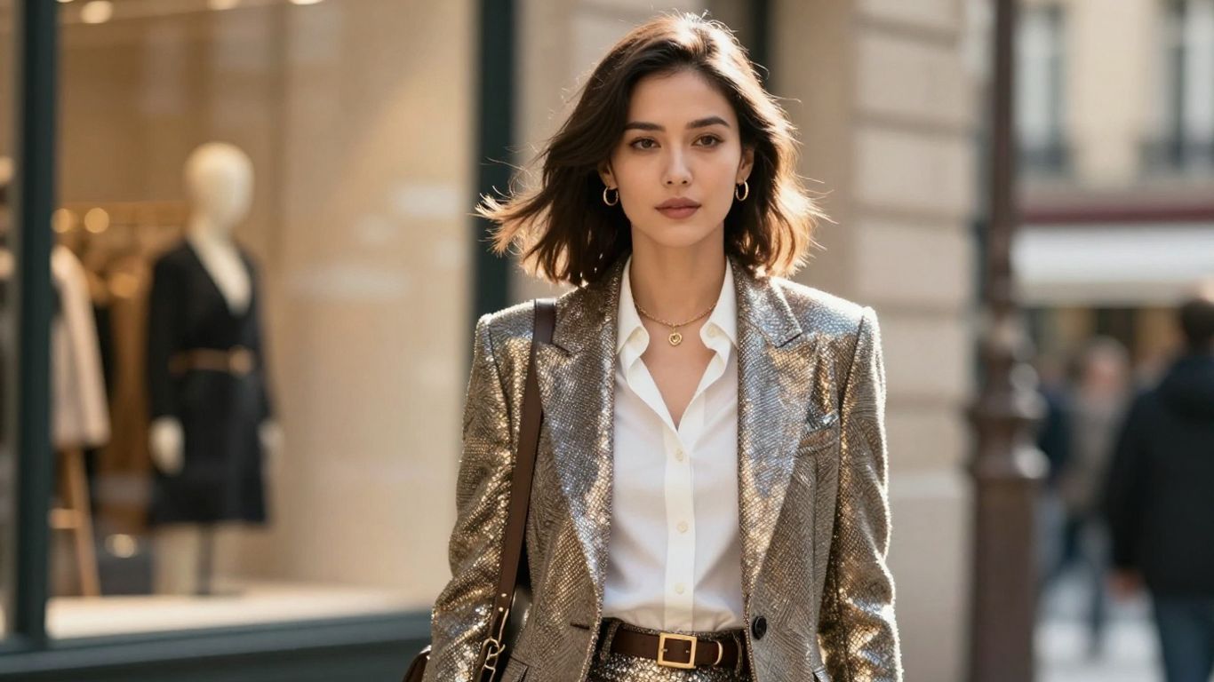 Vrouw in Isabel Marant-outfit op Parijse straat