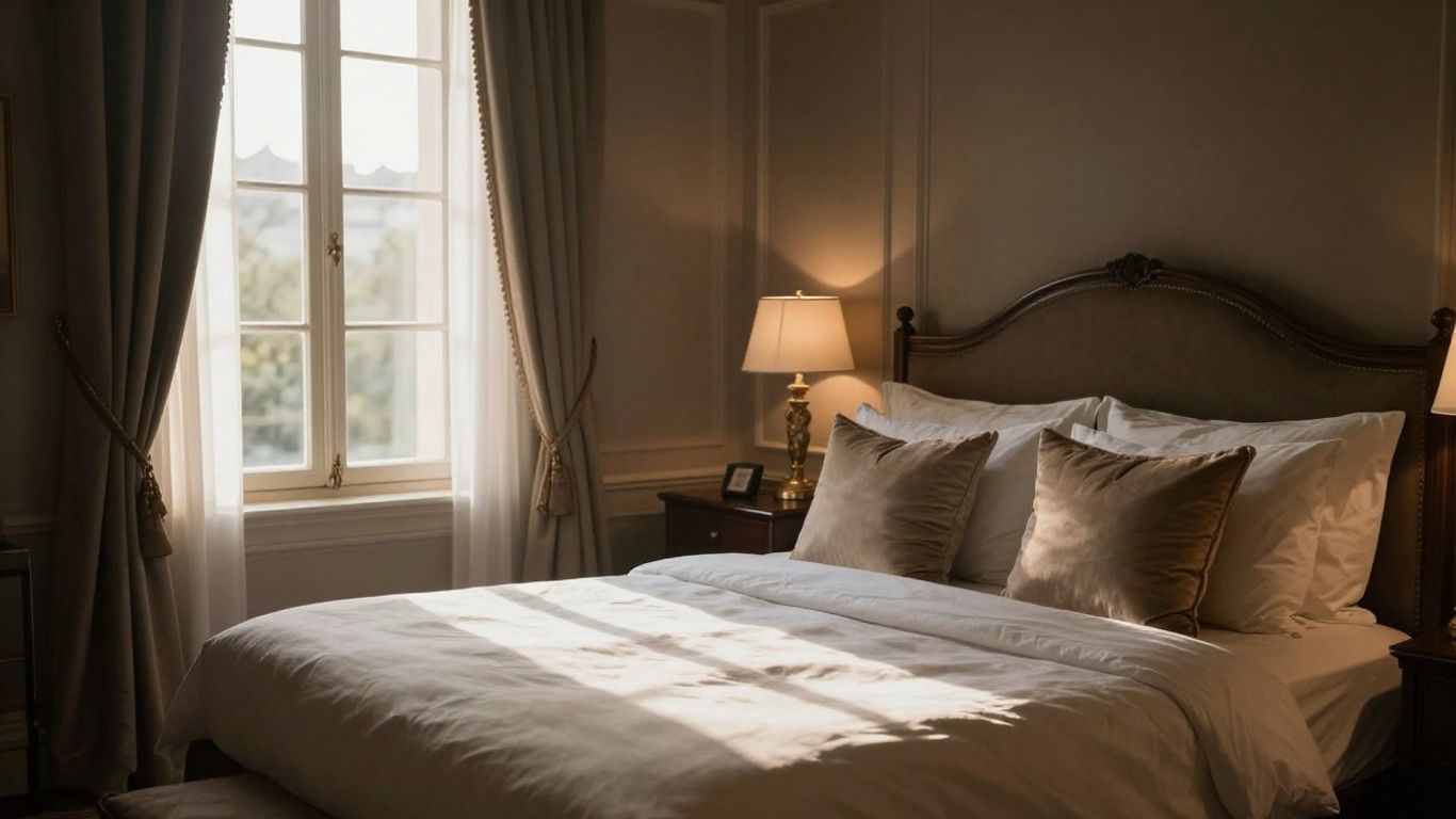 Suite luxueuse avec lit confortable et ambiance romantique