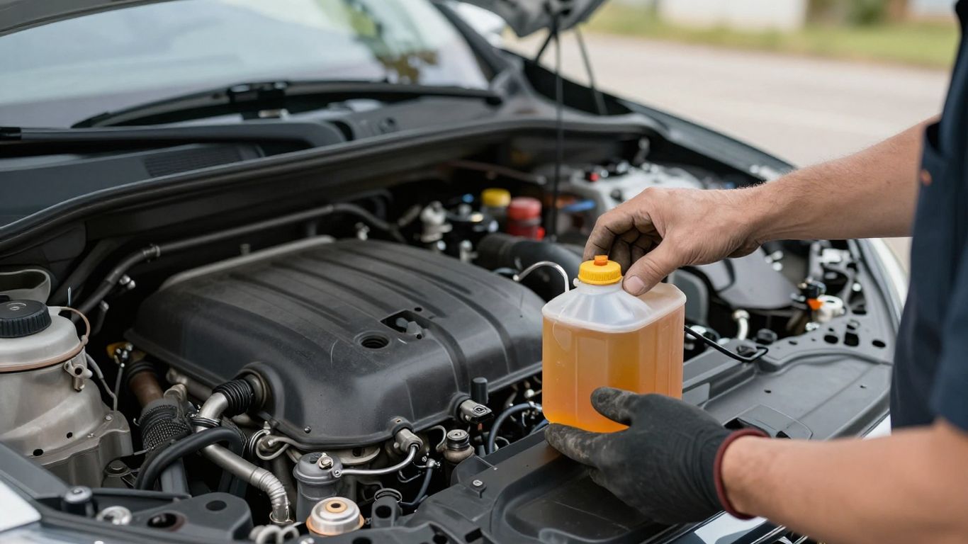 Transmission fluid inspection beside parked vehicle
