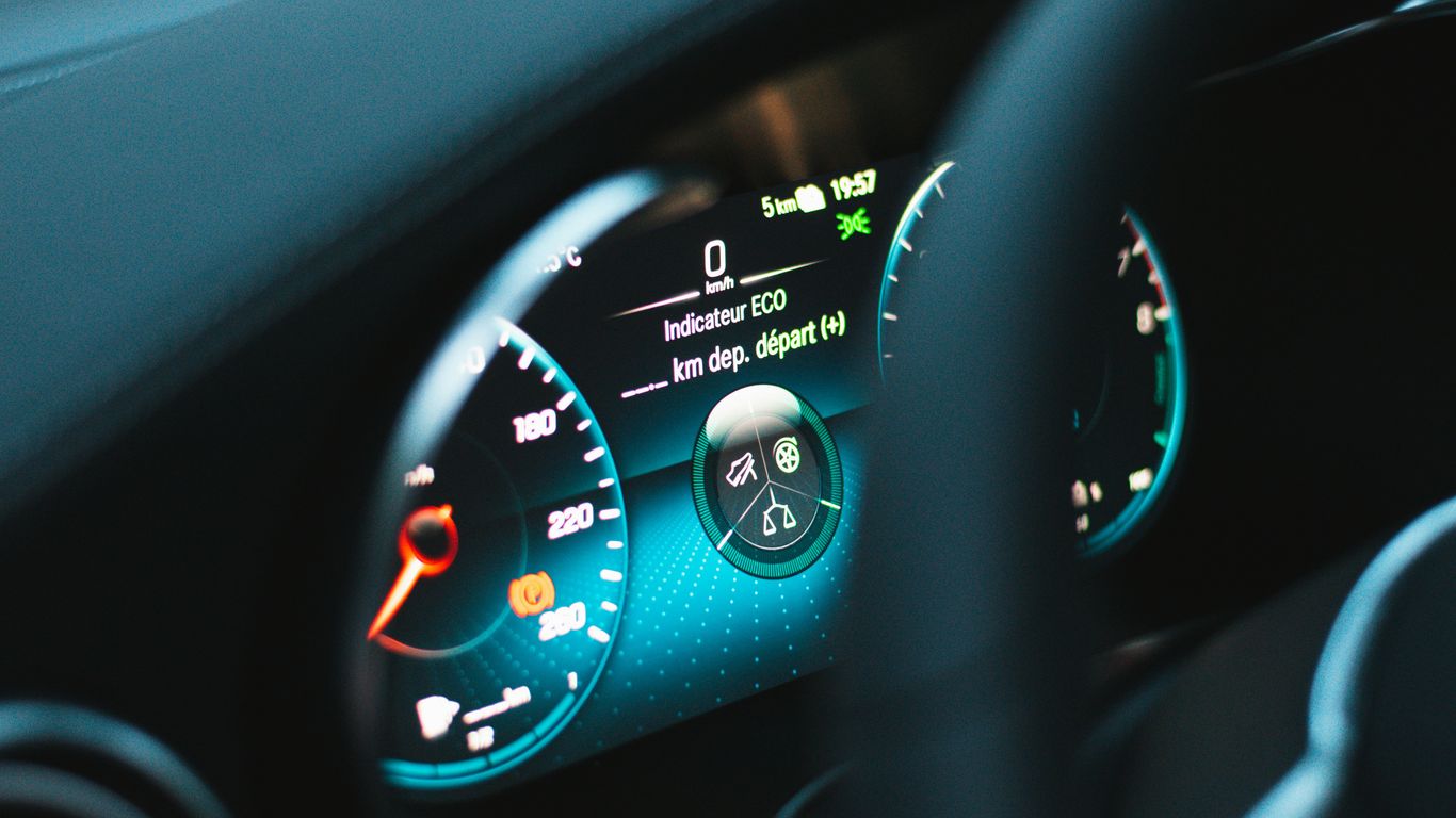 black car instrument panel cluster