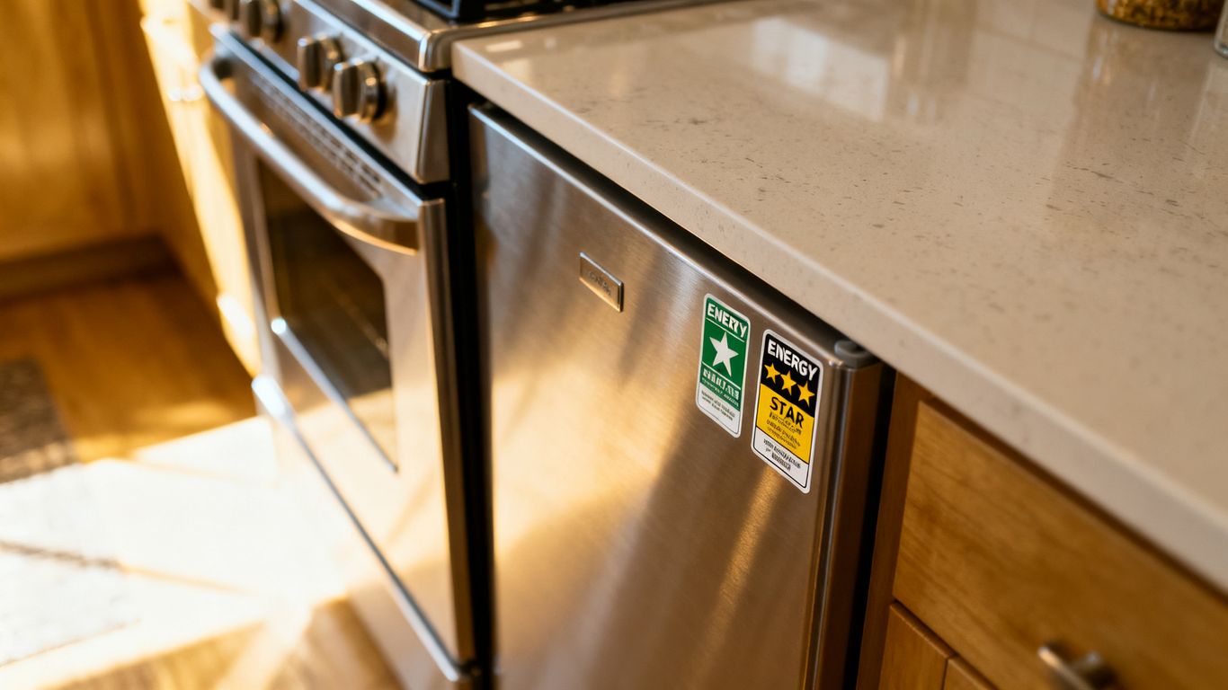 Modern appliances in minimalist kitchen