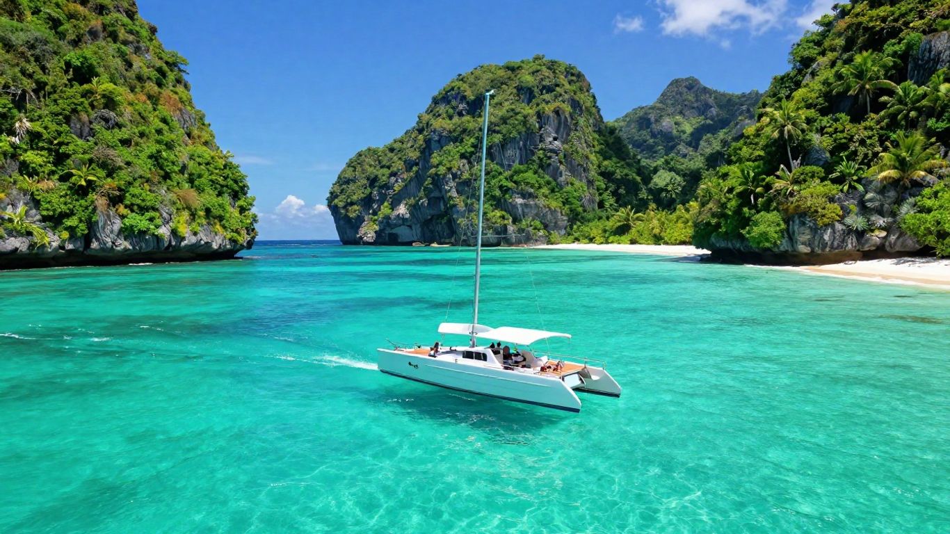 Luxury catamaran sailing in St. Thomas waters.