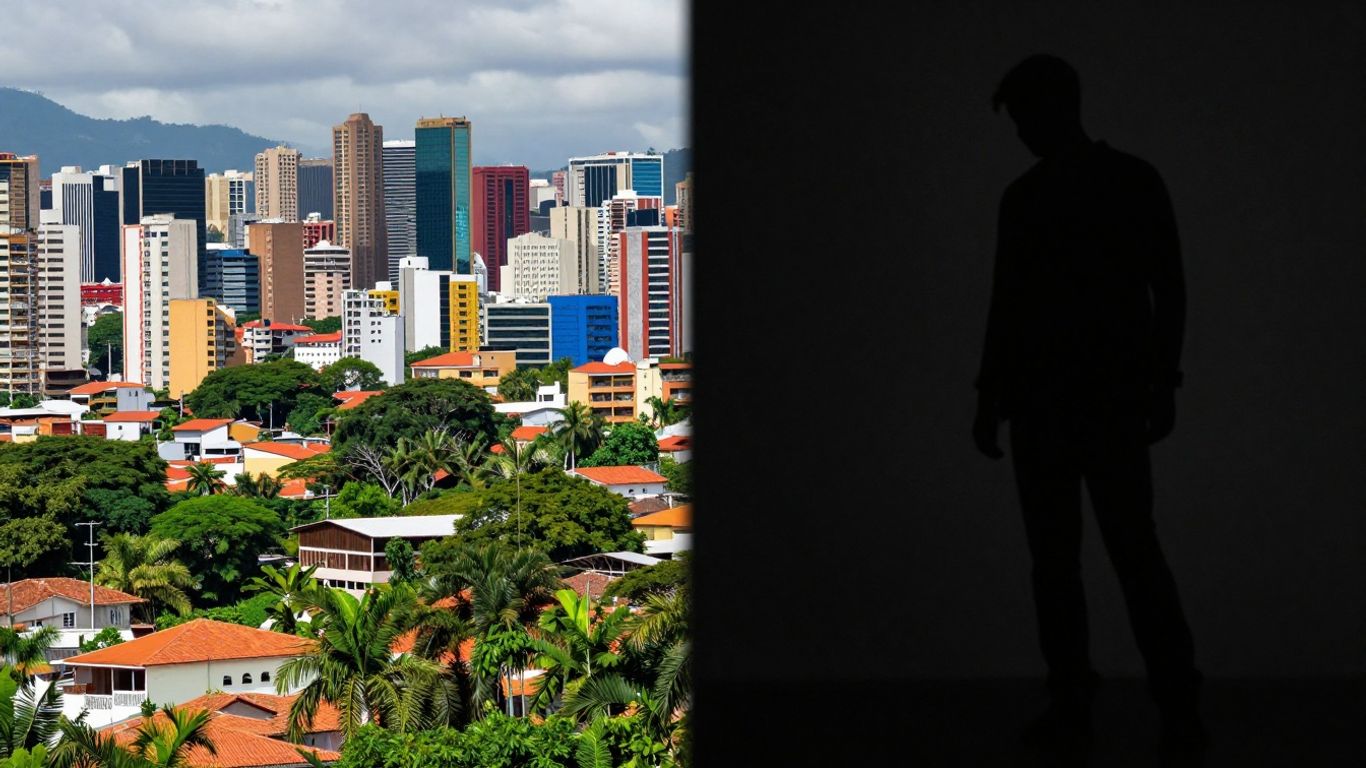 South America cityscape and extradition silhouette