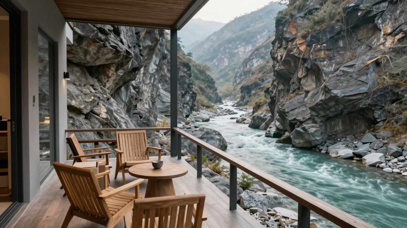A modern room overlooking the valley