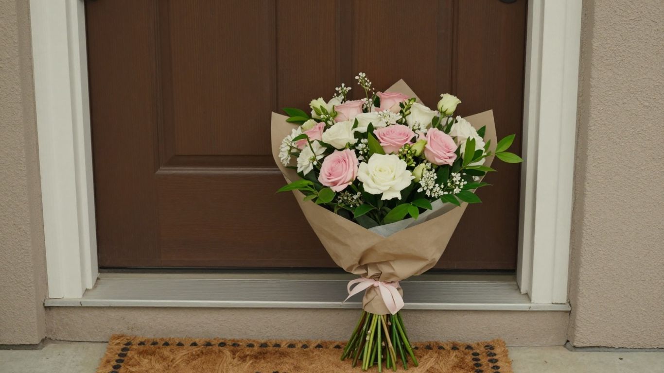 Flower bouquet ready for a doorstep delivery