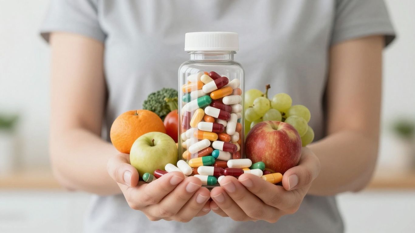 Weight management supplements and healthy food items.