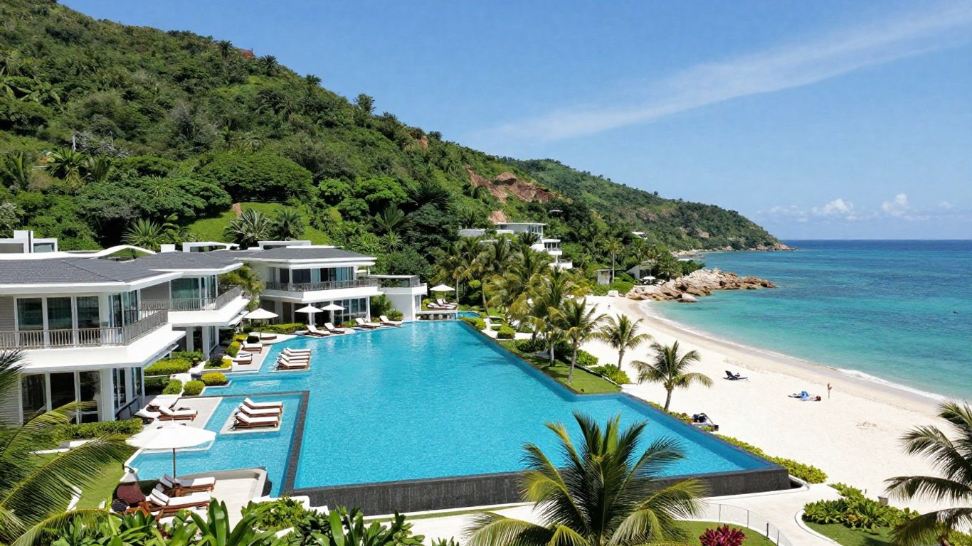 El Conquistador Resort with pools and beach in Puerto Rico.