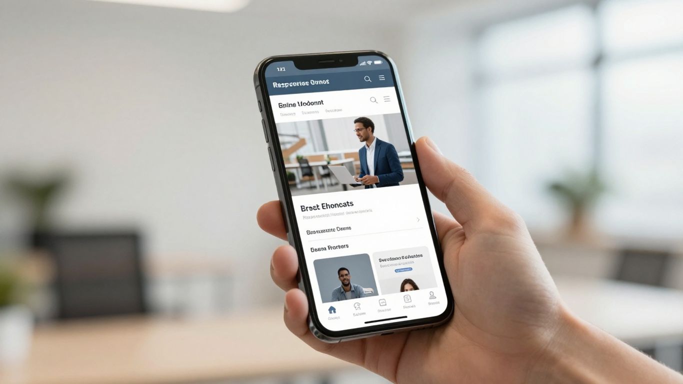 Smartphone showing a mobile-friendly website.