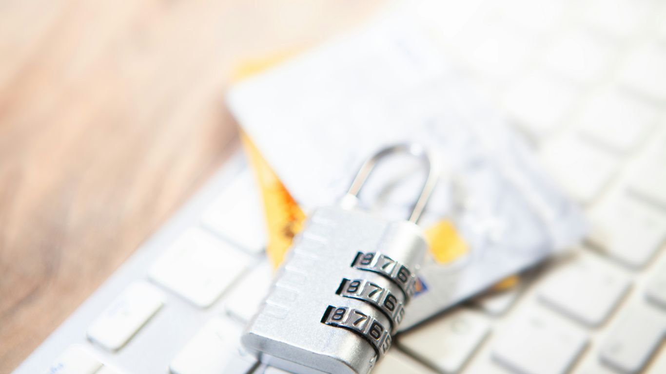 Combination lock on credit cards and keyboard