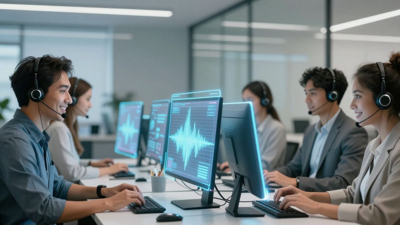 Customer support agents using AI technology for enhanced productivity.