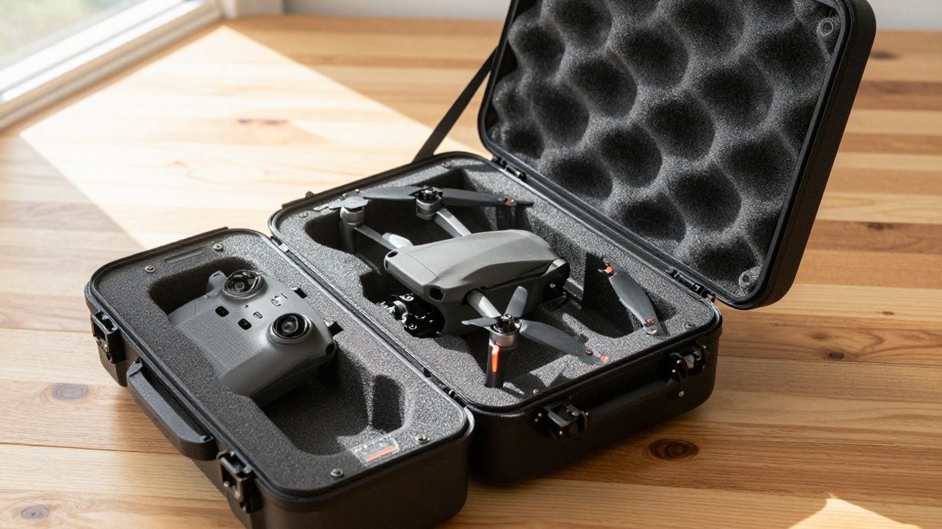 Drone carrying case with organized interior