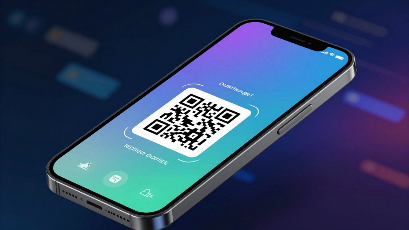 Smartphone exibindo um código QR dinâmico.