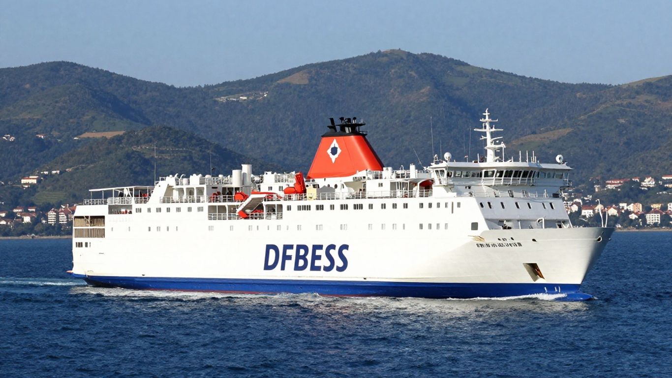 DFDS ferry sailing across the sea to Amsterdam.