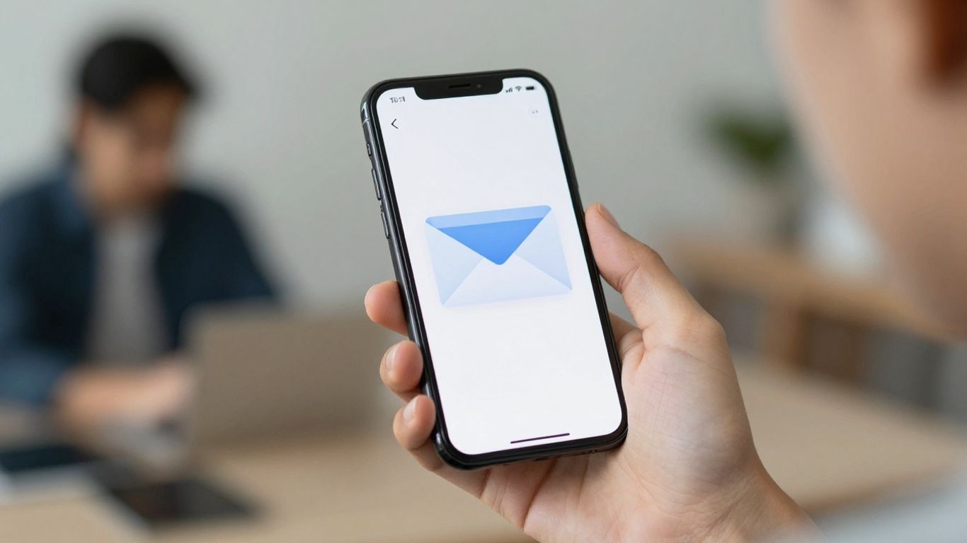 Smartphone screen showing a friendly email greeting.