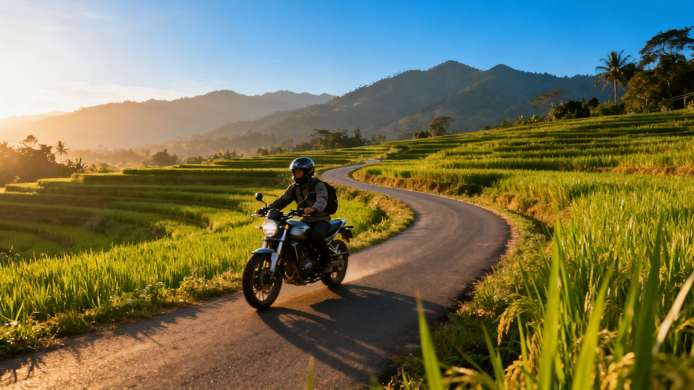 Motorbike on a road in Southeast Asia