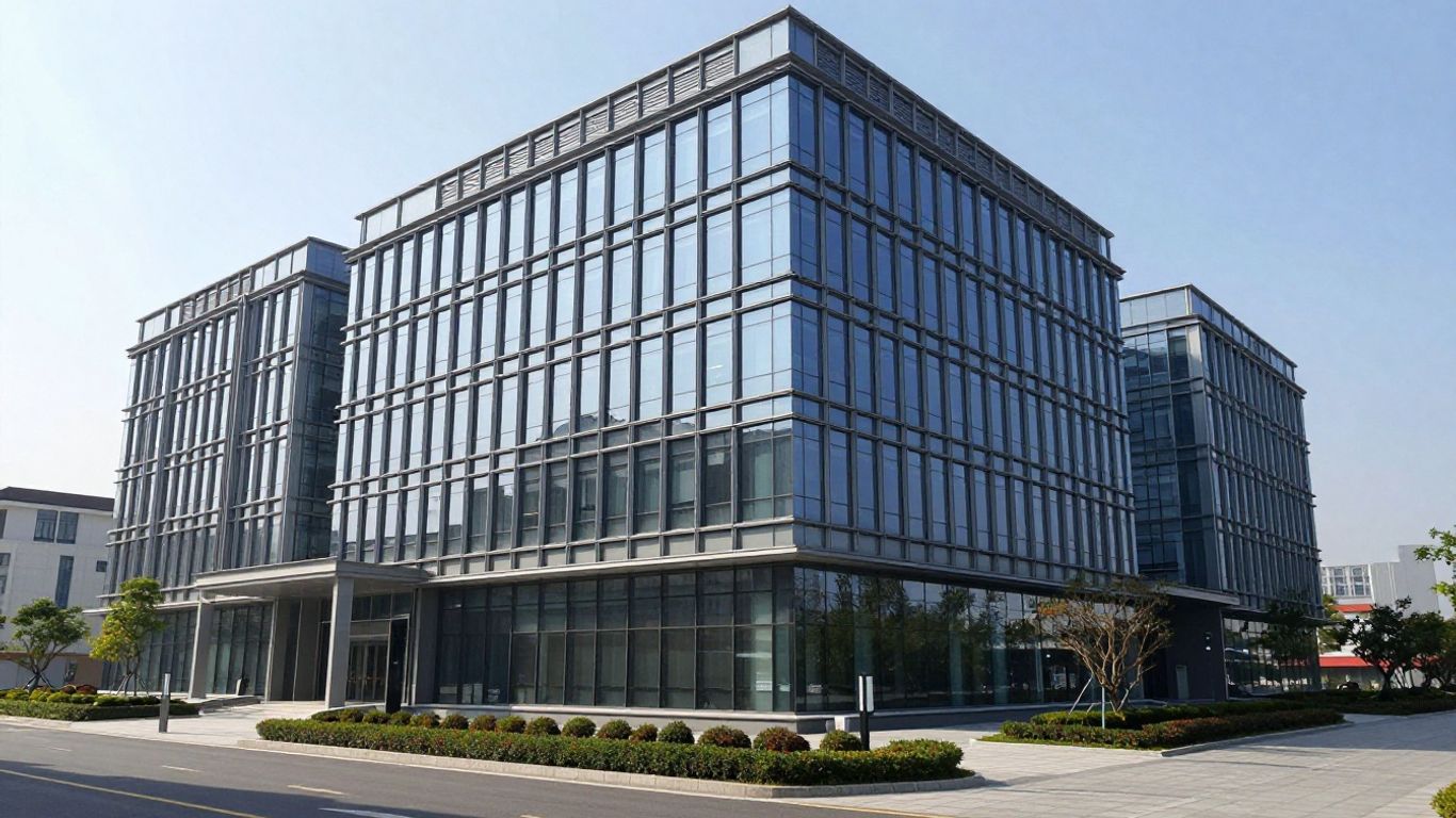 Vista panorámica de una sede corporativa moderna