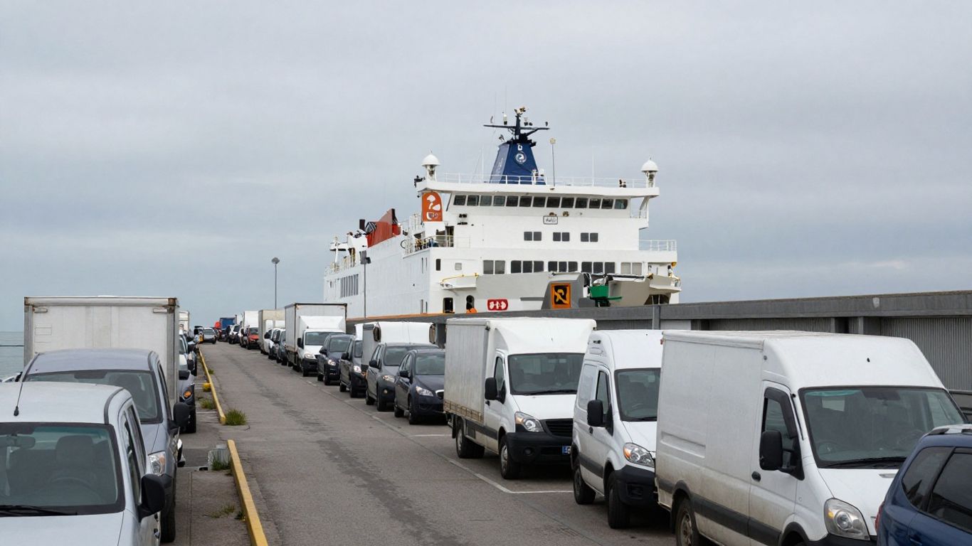 Traffic queues at the port of Calais.