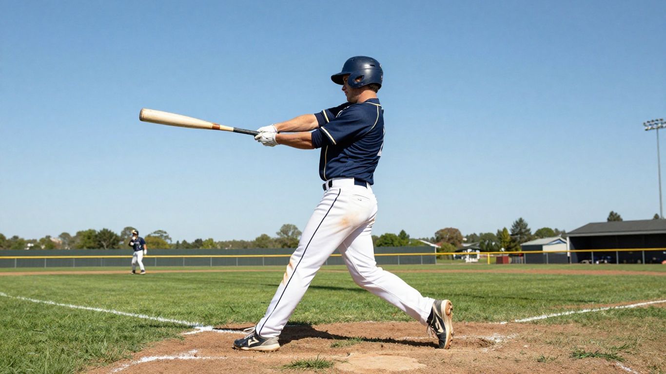 Arncliffe Scots baseball player swinging bat on field.