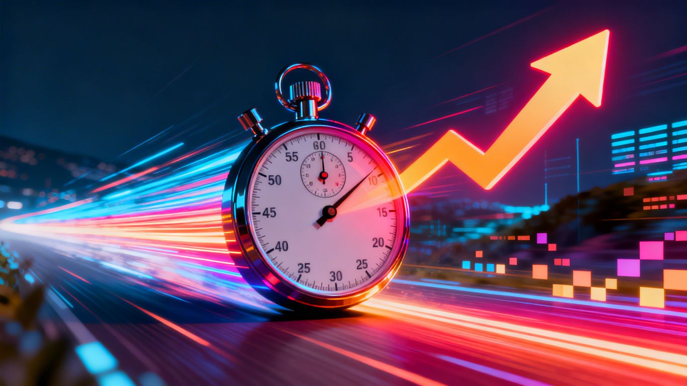 Speed lines and upward arrow indicating page speed improvement.