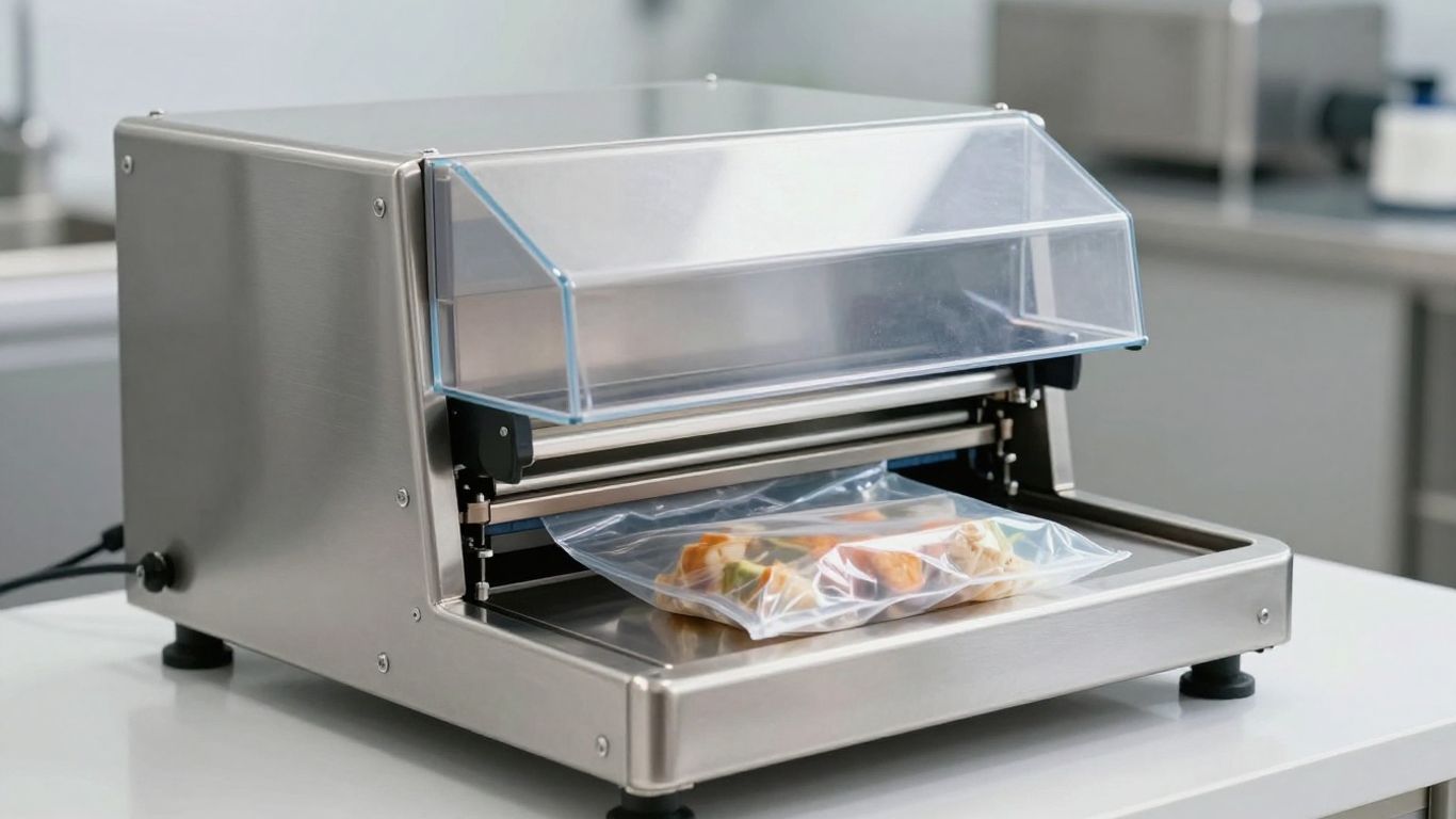 เครื่องซีลสูญญากาศอุตสาหกรรมแบบห้องกำลังทำงาน