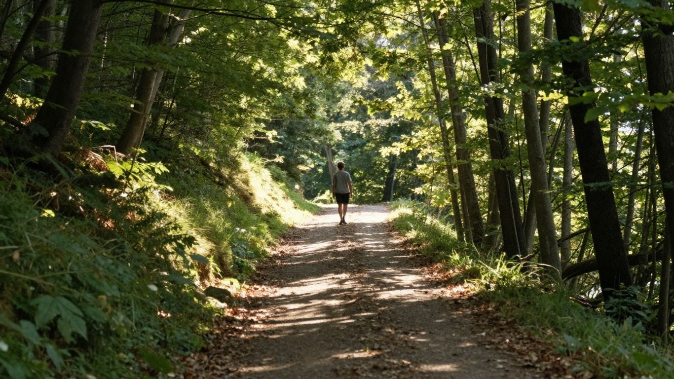 Path through forest towards light