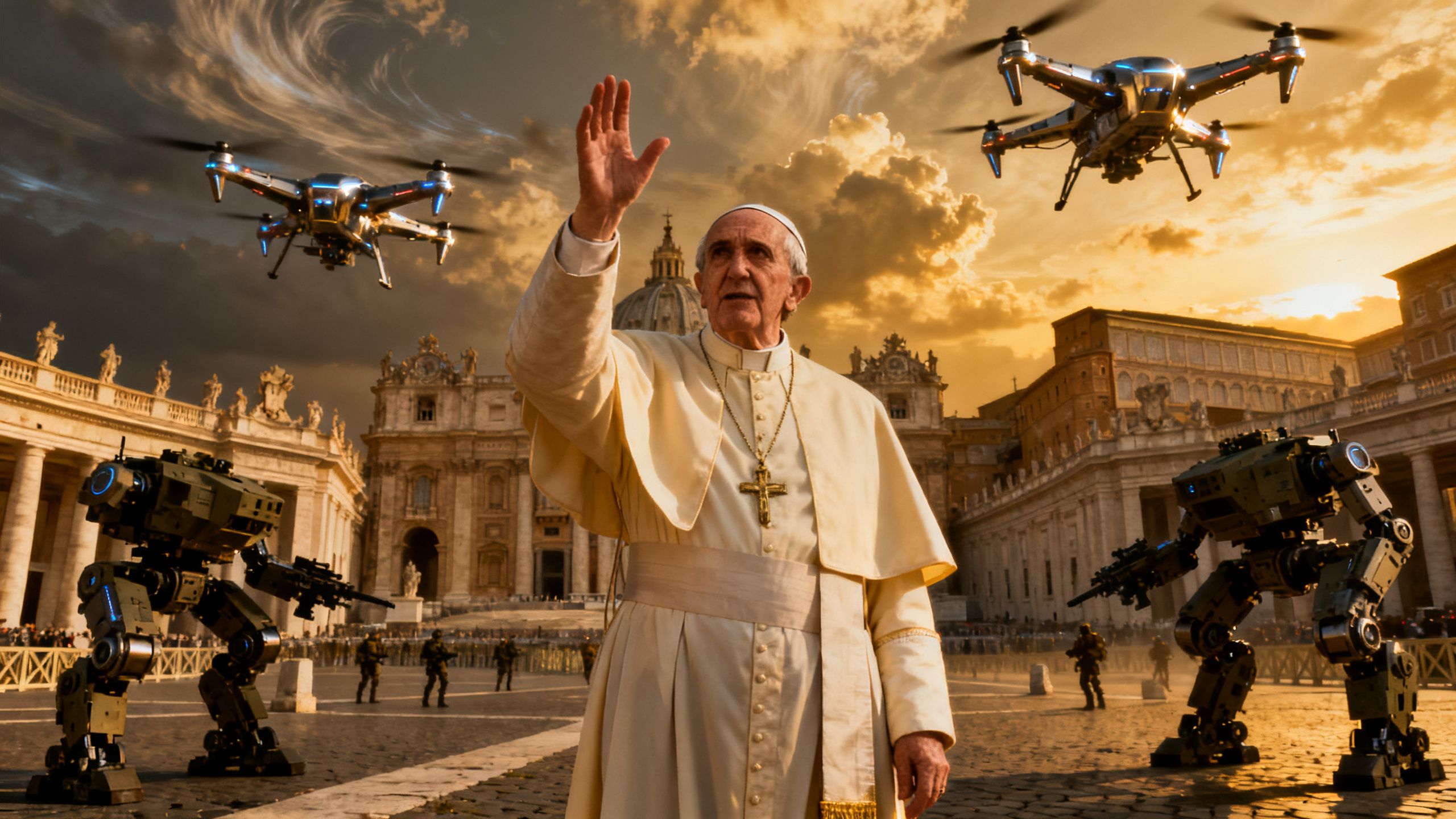 Pope Leo XIV with drones and robots at Vatican