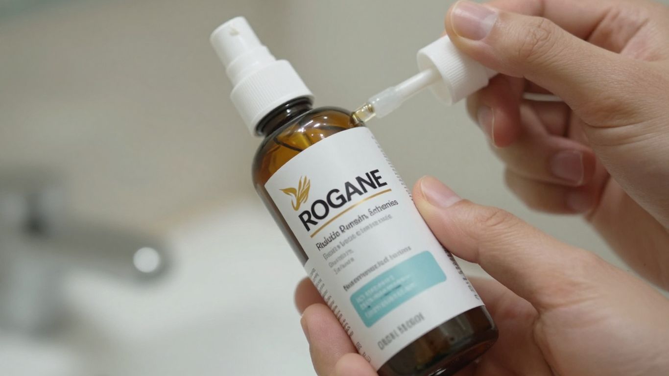 Rogaine product bottle held in hand