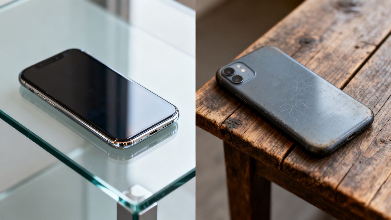Vergleich von neuwertigem und gebrauchtem Smartphone