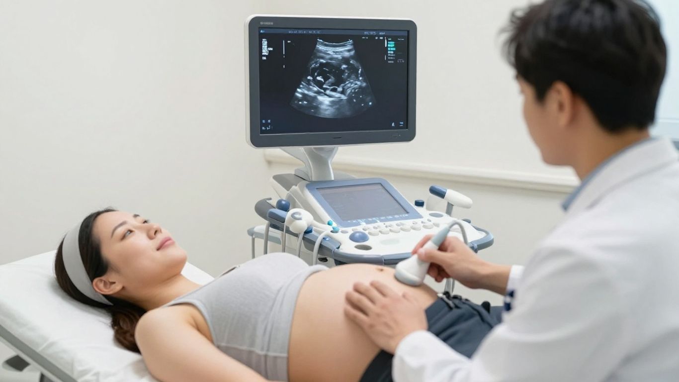 Profesional realizando una ecografía prenatal detallada