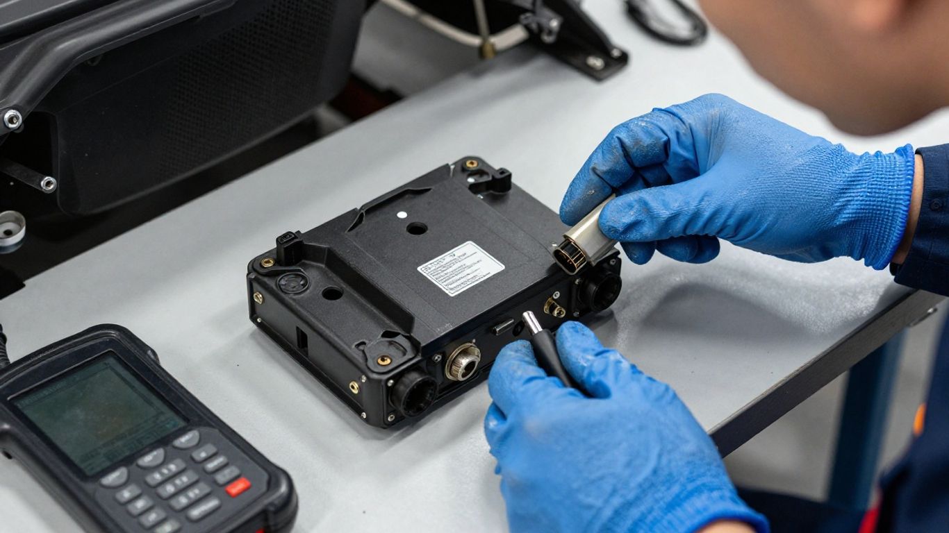 Technician inspecting a used automotive component