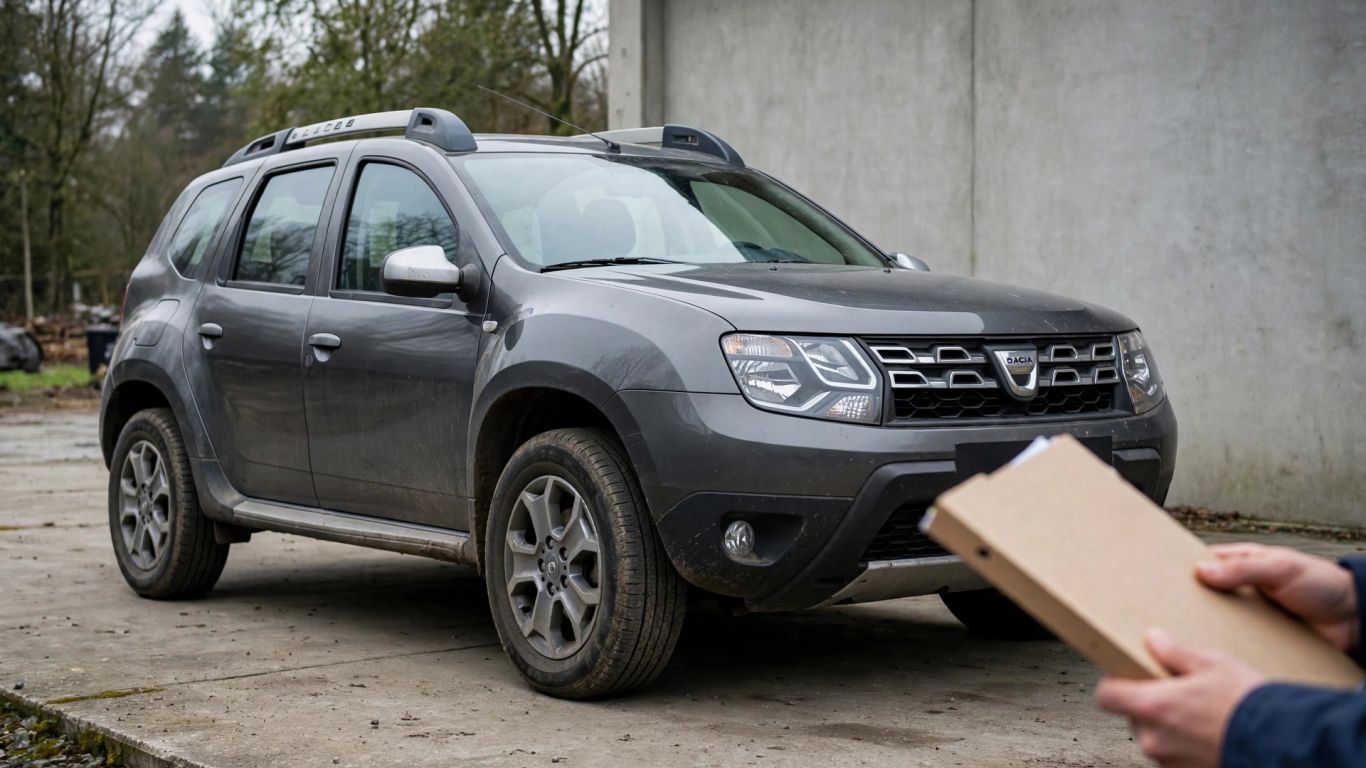 Gebrauchter Dacia Duster auf einem ruhigen Parkplatz