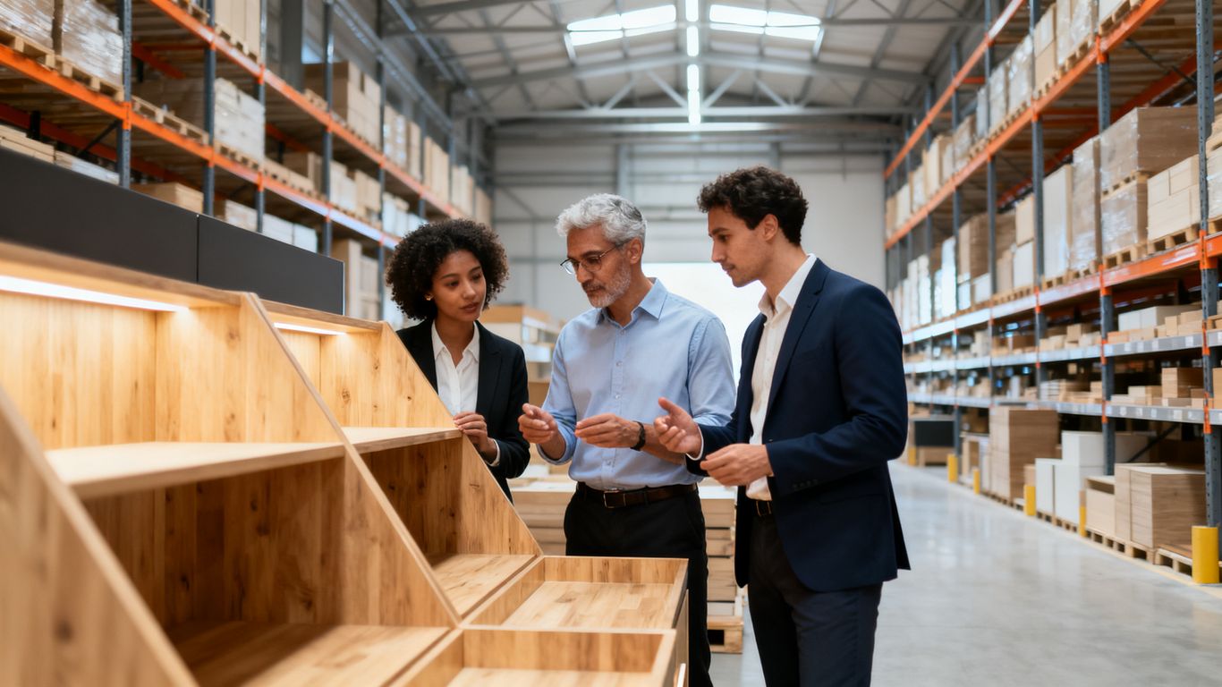 One stop sourcing company in China inspection team reviewing goods in a warehouse