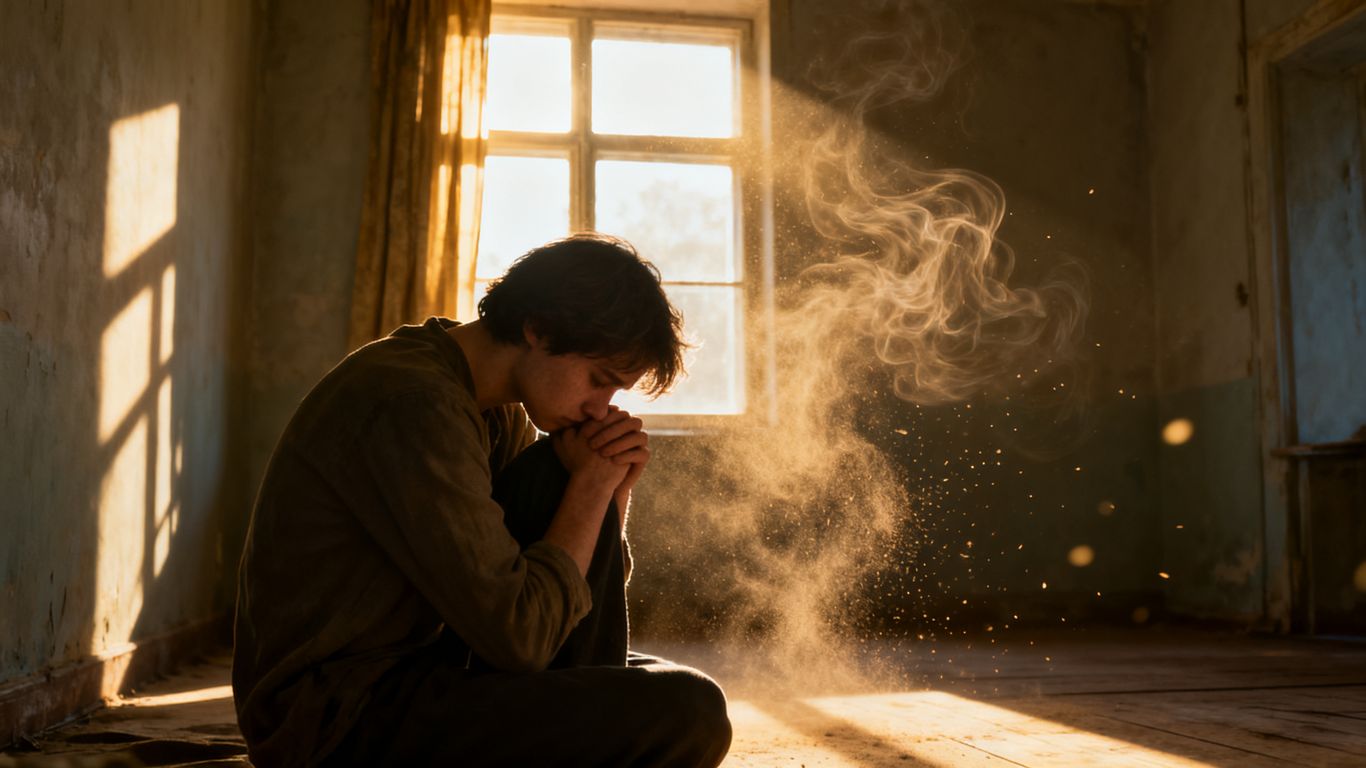 Person looking downcast with sunlight streaming in.