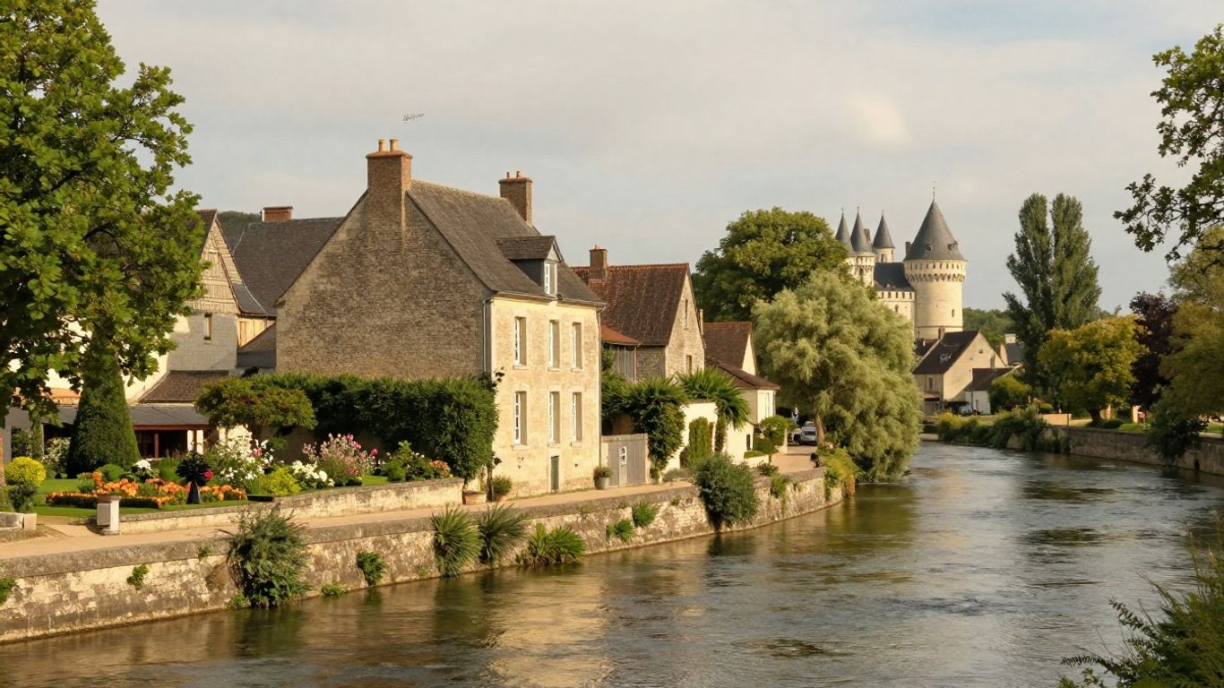 Stone chateau beside a Loire Valley river