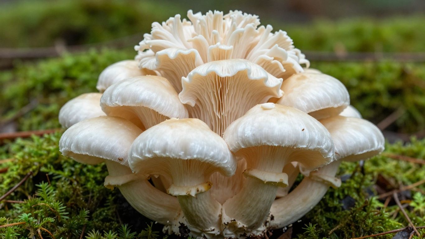 Lion's Mane mushroom with cascading tendrils.