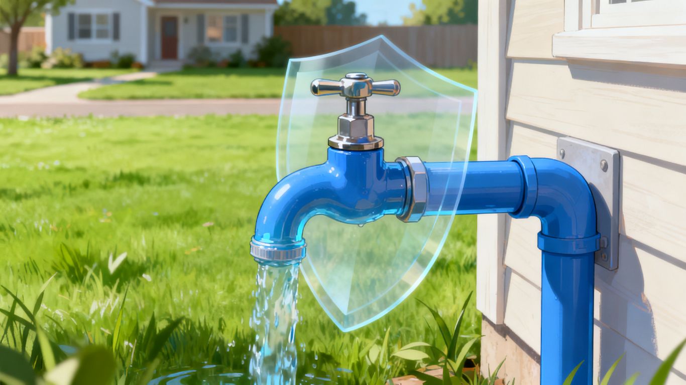 Backflow preventer on a home water pipe.