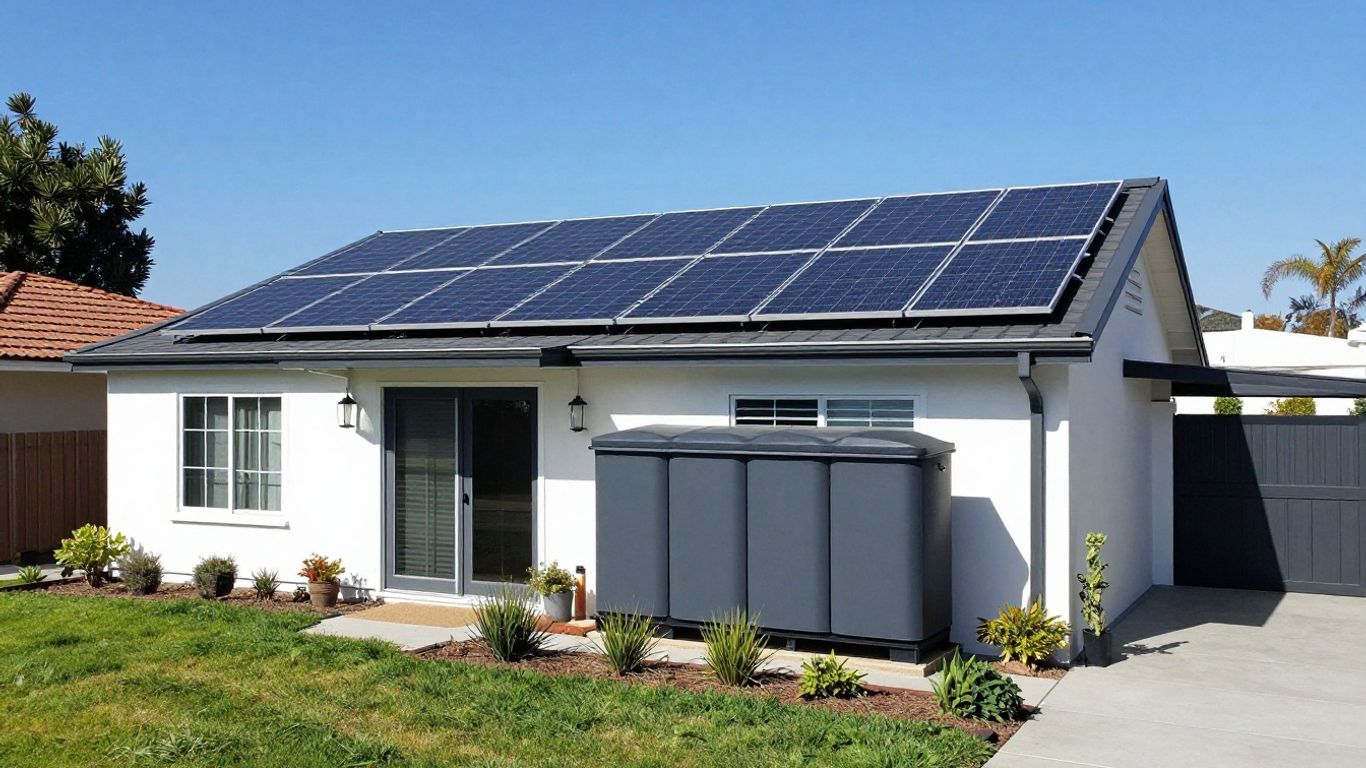 Southern California home with solar panels and battery.