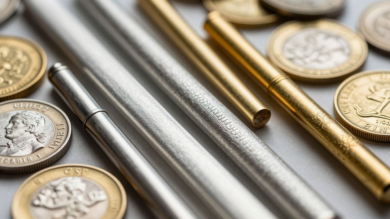 Lingots et pièces d'or, d'argent et de platine.