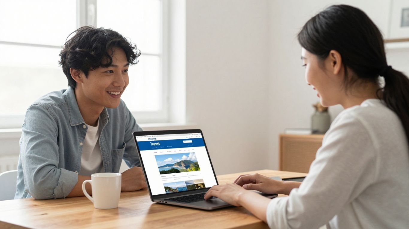 Travelers planning their budget vacation