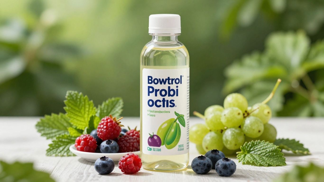 Bowtrol Probiotics bottle with natural ingredients.