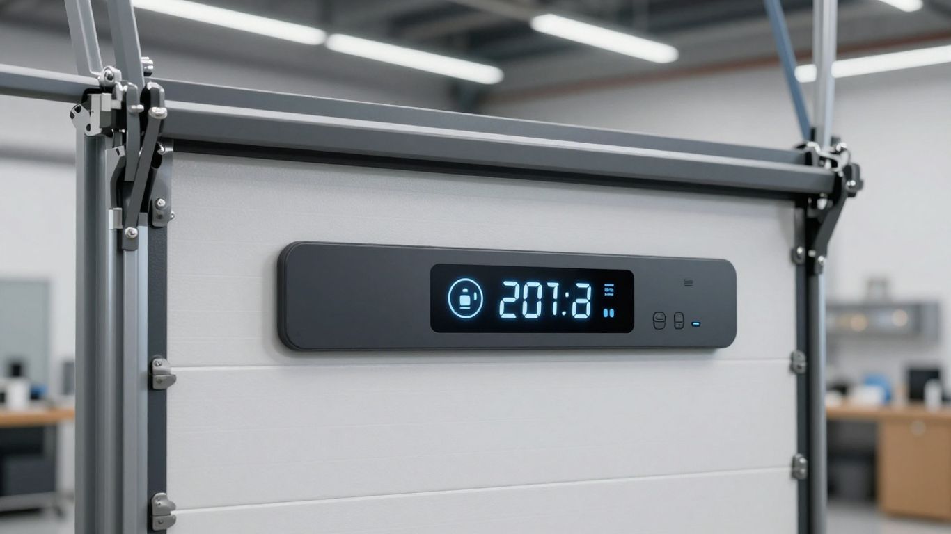 Orcatec software interface on a garage door.