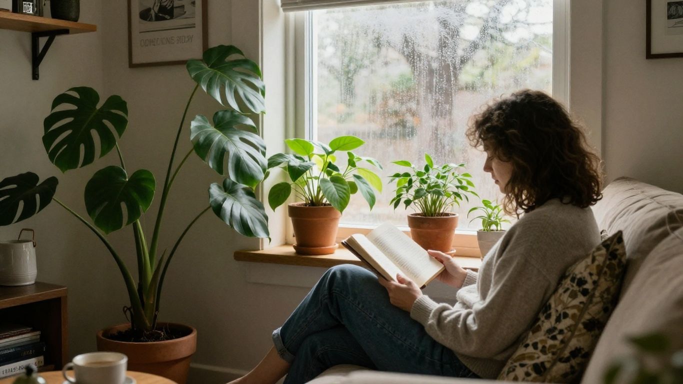 Maison saine avec humidité contrôlée et lumière naturelle.