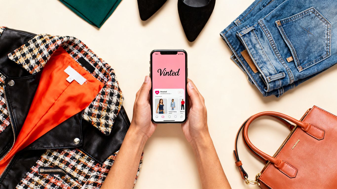 Vinted Schnäppchen finden mit Kleidung und Smartphone