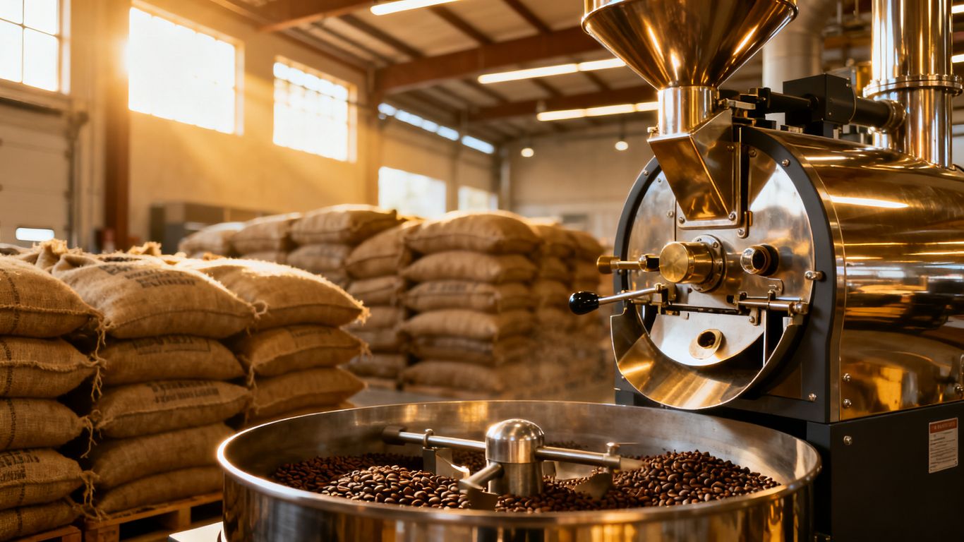 An industrial coffee roastery in the city
